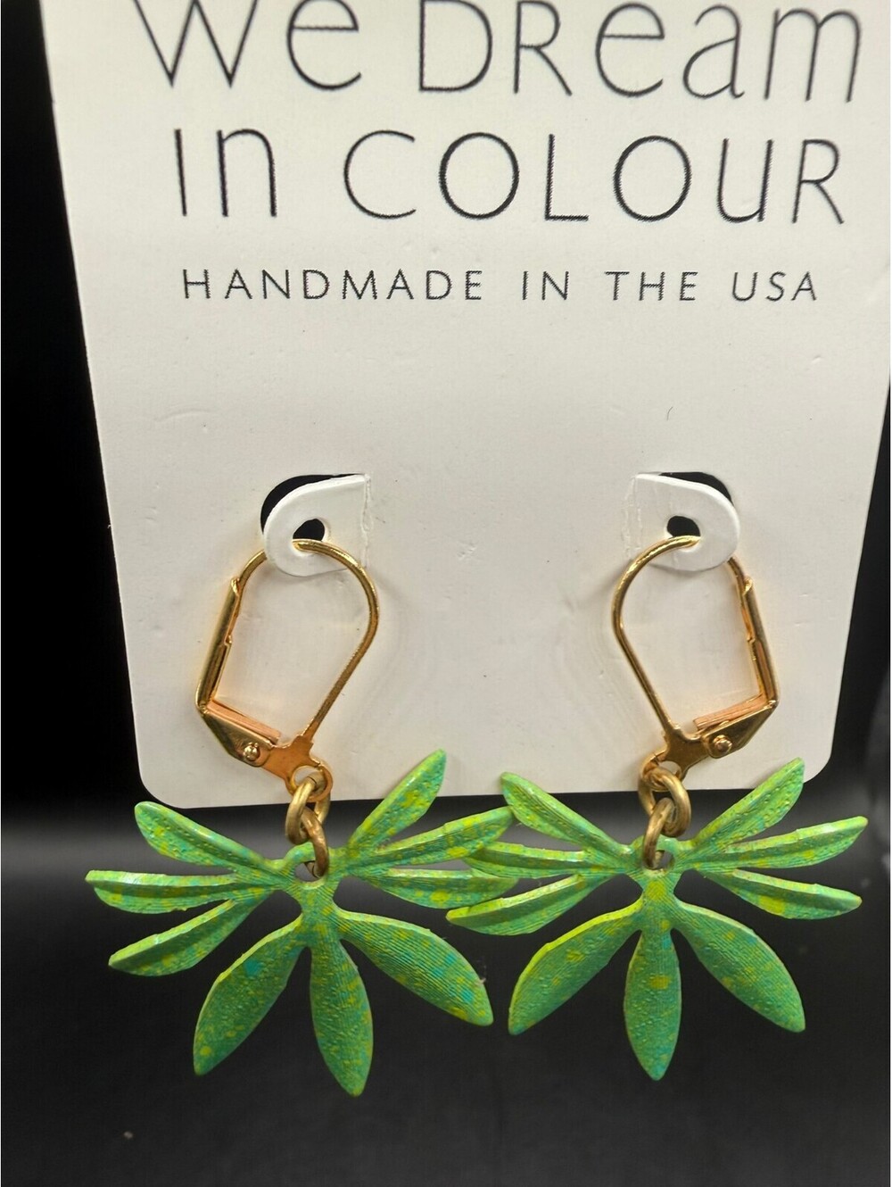 We Dream in Colour Hand-Painted Botanical Leaf Earrings – Made in USA